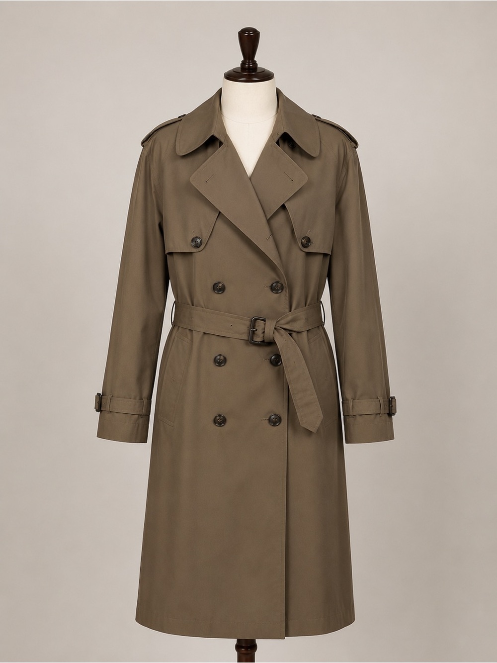 London Fog Men’s Trench Coat 40 Regular Khaki Double Breasted Belted W/ Liner